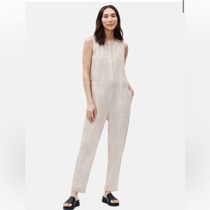 Eileen Fisher Organic Linen Round Neck Jumpsuit Size XL